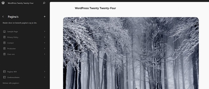 WordPress Twenty Twenty-Four: pagina's bewerken in de site-editor