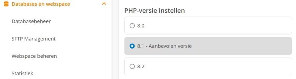 STRATO: PHP-versie instellen