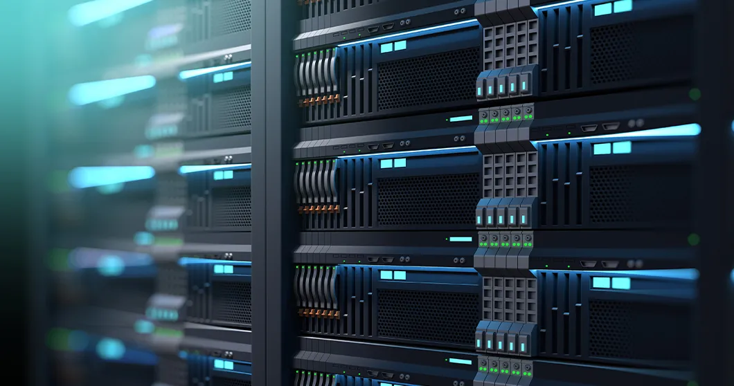 Windows server racks in het datacenter