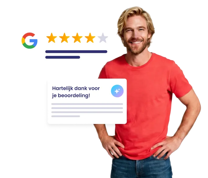 Jonge man toont online beoordelingen