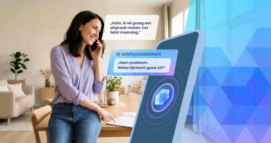 Vrouw telefoneert met de STRATO AI telefoonassistent